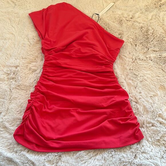 Susana Monaco One Arm Gather Top in Watermelon Size S - Picture 5 of 7